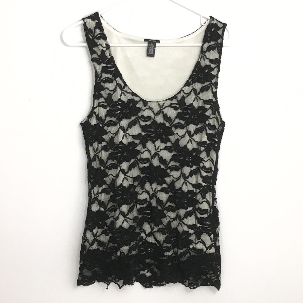 Sandra Sleeveless Top Black Lace Large [DK]